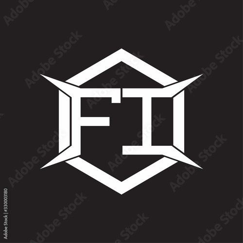 FI Logo monogram with hexagon and four taper shape design template