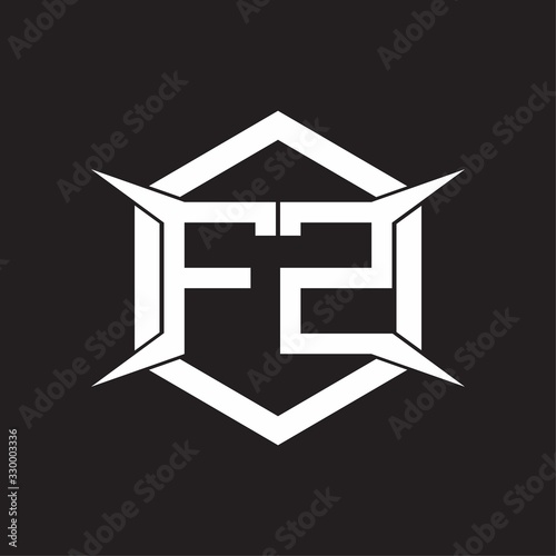 FZ Logo monogram with hexagon and four taper shape design template