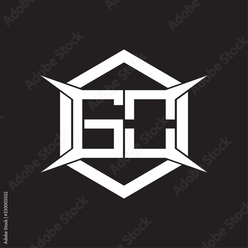 GO Logo monogram with hexagon and four taper shape design template
