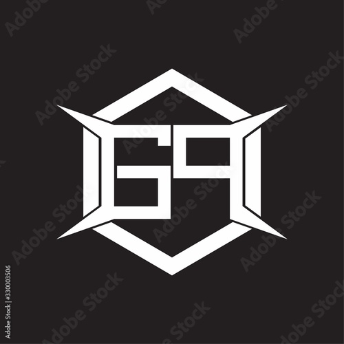 GP Logo monogram with hexagon and four taper shape design template