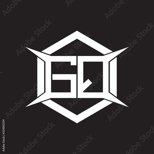 GQ Logo monogram with hexagon and four taper shape design template