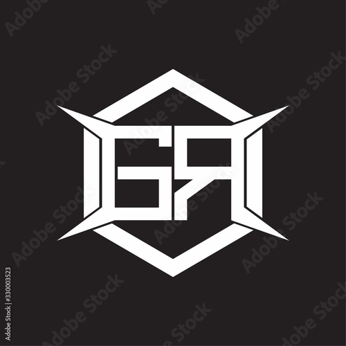 GR Logo monogram with hexagon and four taper shape design template