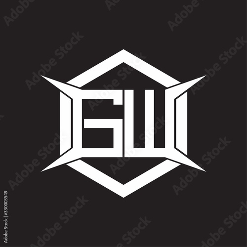 GW Logo monogram with hexagon and four taper shape design template