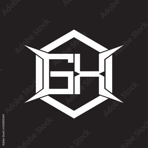 GX Logo monogram with hexagon and four taper shape design template