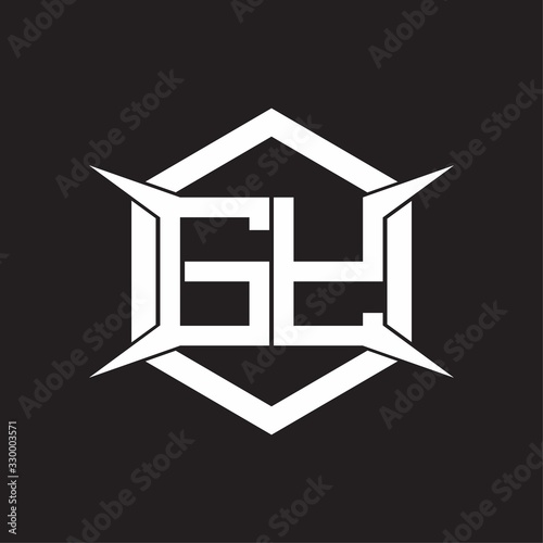 GY Logo monogram with hexagon and four taper shape design template