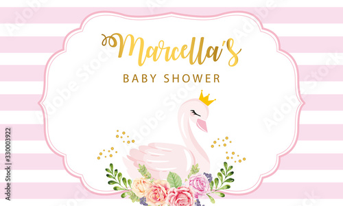 Swan Baby Shower Party Backdrop