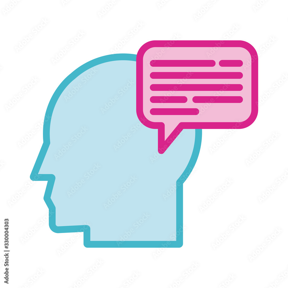 human profile with speech bubble line and fill style icon human profile with speech bubble line and fill style icon