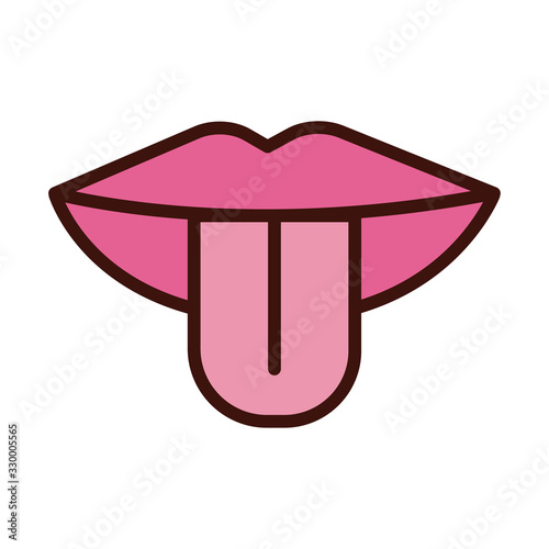 tongue human sense line and fill style icon