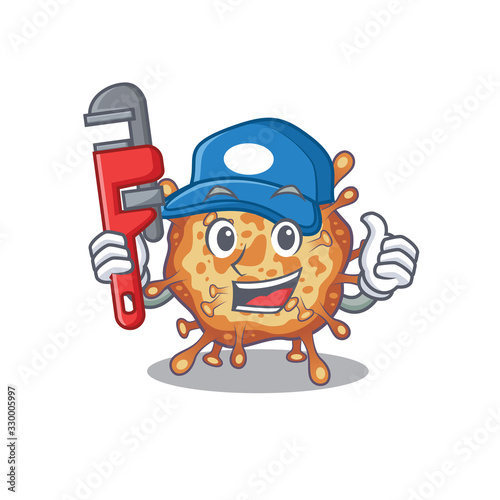 Smart Plumber retro virus corona on cartoon character design
