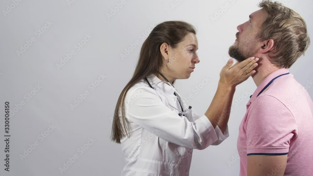 Female doctor inspects the condition of the patient. Female doctor inspects the condition of the patient.
