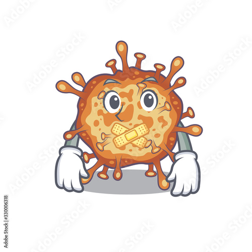 Retro virus corona mascot cartoon character design with silent gesture