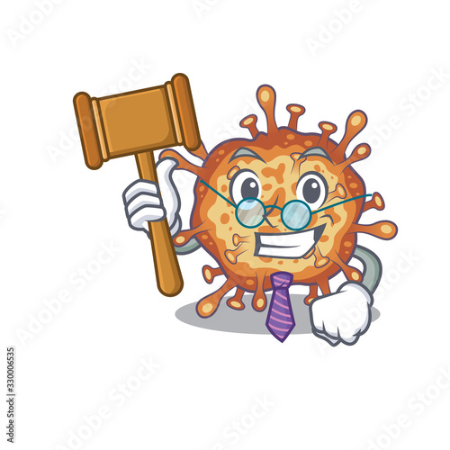 Charismatic Judge retro virus corona cartoon character design wearing cute glasses