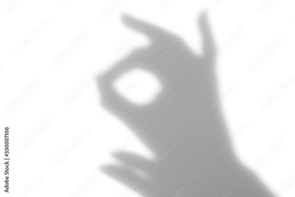 Cute bunny rabbit hand shadow puppet isolated on white background