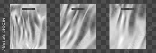polyethilene stretched plastic bag on transparent. vector realistic illustration