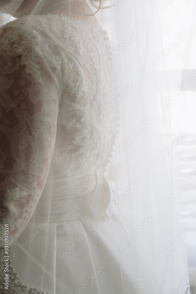 details of the bride in the wedding dress details of the bride in the wedding dress