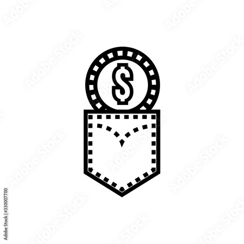 coin money dollar with pocket jean line style