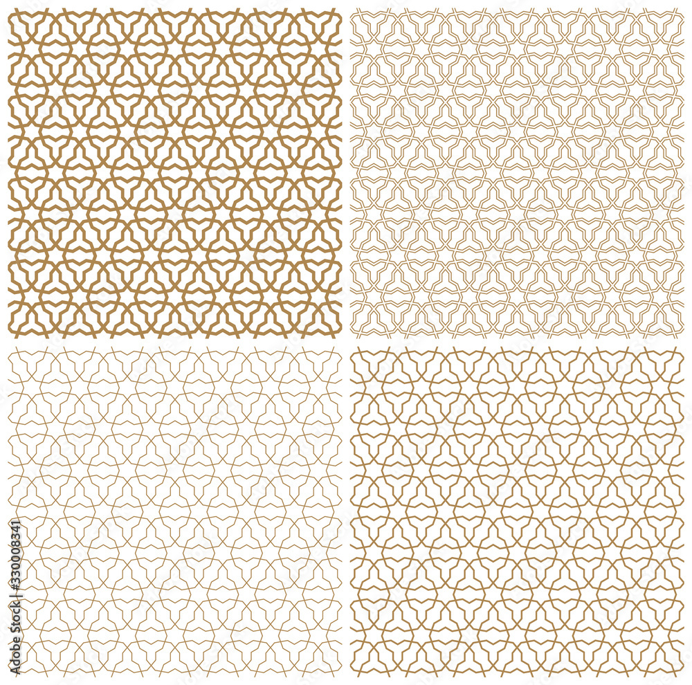 Seamless arabic geometric ornament in brown color.A set of different line thicknesses.