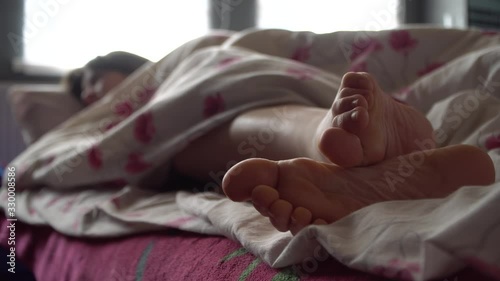 Feets woman on bed comfortable resting people lifestyle