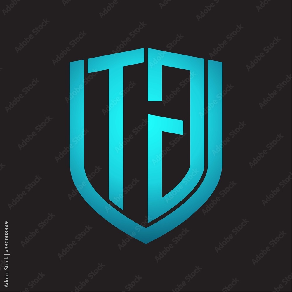 TG Logo monogram with emblem shield design isolated with blue colors on black background TG Logo monogram with emblem shield design isolated with blue colors on black background