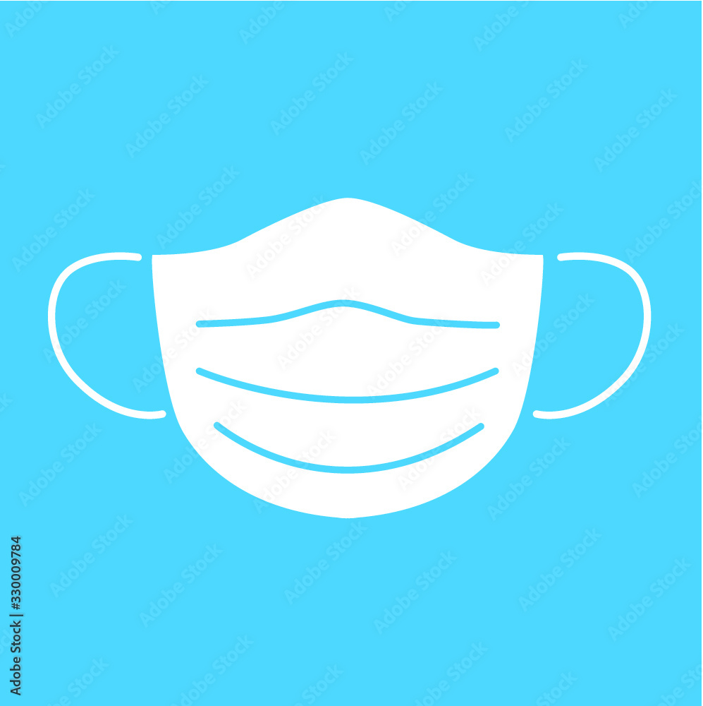Medical mask on blue background icon isolated. Medical mask on blue background icon isolated.