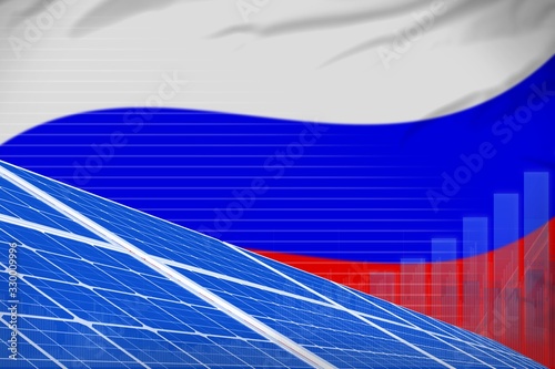 Russia solar energy power digital graph concept - environmental natural energy industrial illustration. 3D Illustration