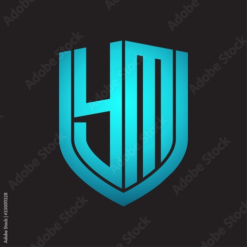 Free Download YM Logo monogram with emblem shield design isolated with blue colors on black background - GFXLoad