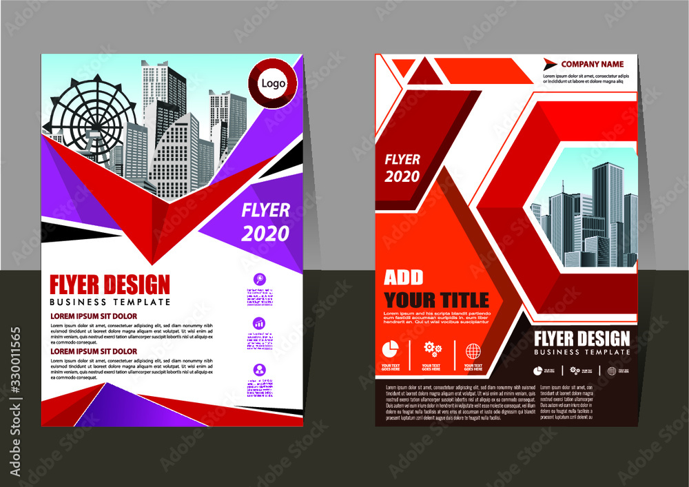 Brochure design, cover modern layout, annual report, poster, flyer in A4 with colorful triangles, geometric shapes for tech, science, market with light background