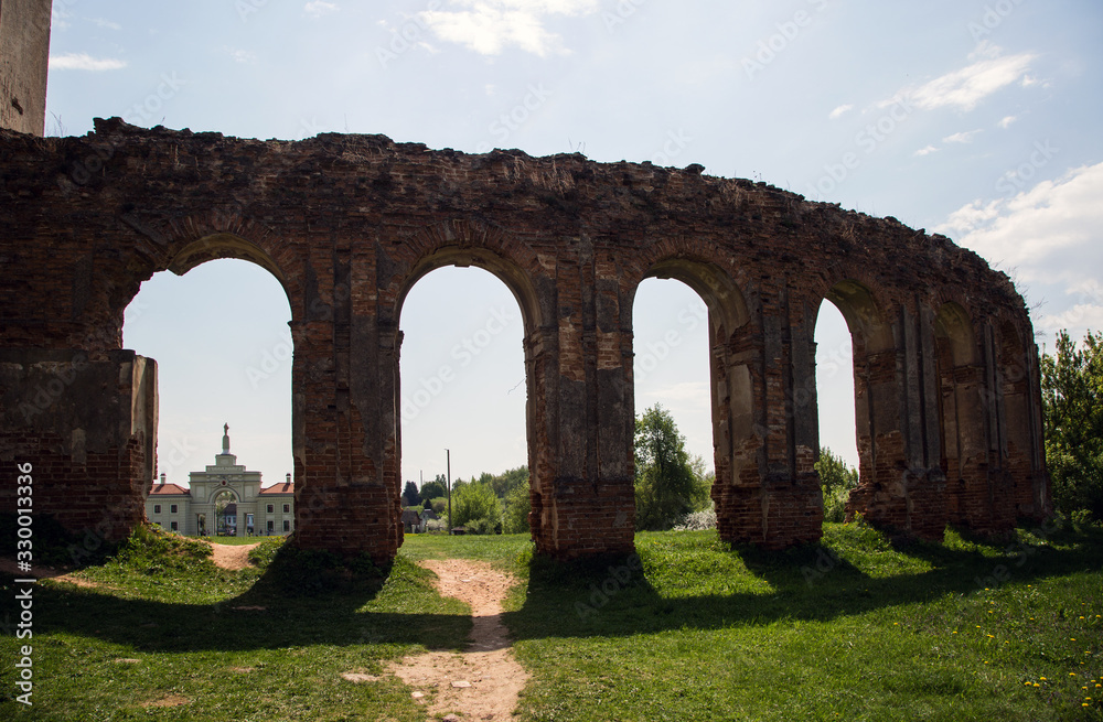 Ruins of the Ruzhansky Castle in Belarus in May