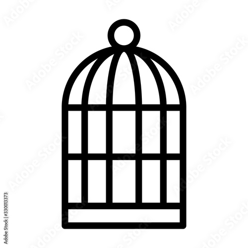 Fotografie, Tablou Birdcage or bird cage line art vector icon for pet apps and websites