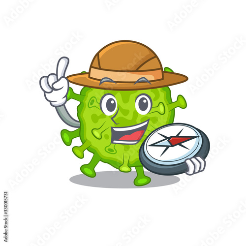 Virus corona cell an experienced explorer with a compass