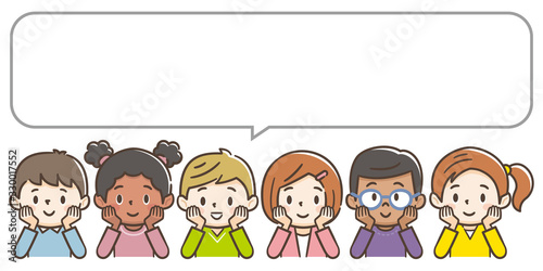 子供　頬杖　見上げる