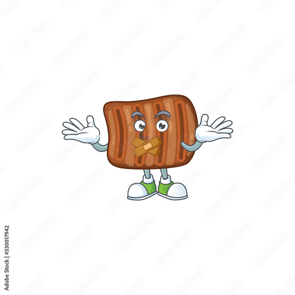 Roasted beef cartoon character design concept showing silent gesture