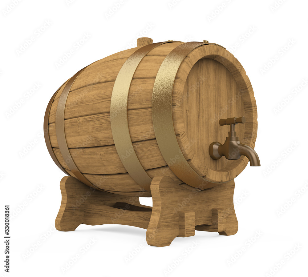 Wooden Barrel with Tap Isolated Wooden Barrel with Tap Isolated