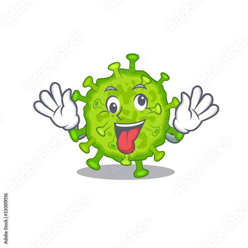 A picture of crazy face virus corona cell mascot design style