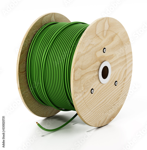 Electric cable spool isolated on white background. 3D illustration photo