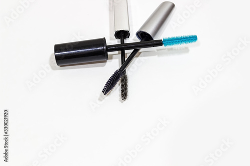 Set of mascara brushes isolated on white.