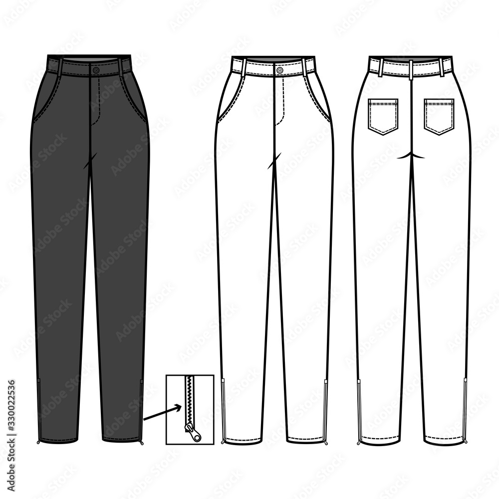 Pants for Ladies fashion Flat Templates Pants for Ladies fashion Flat Templates