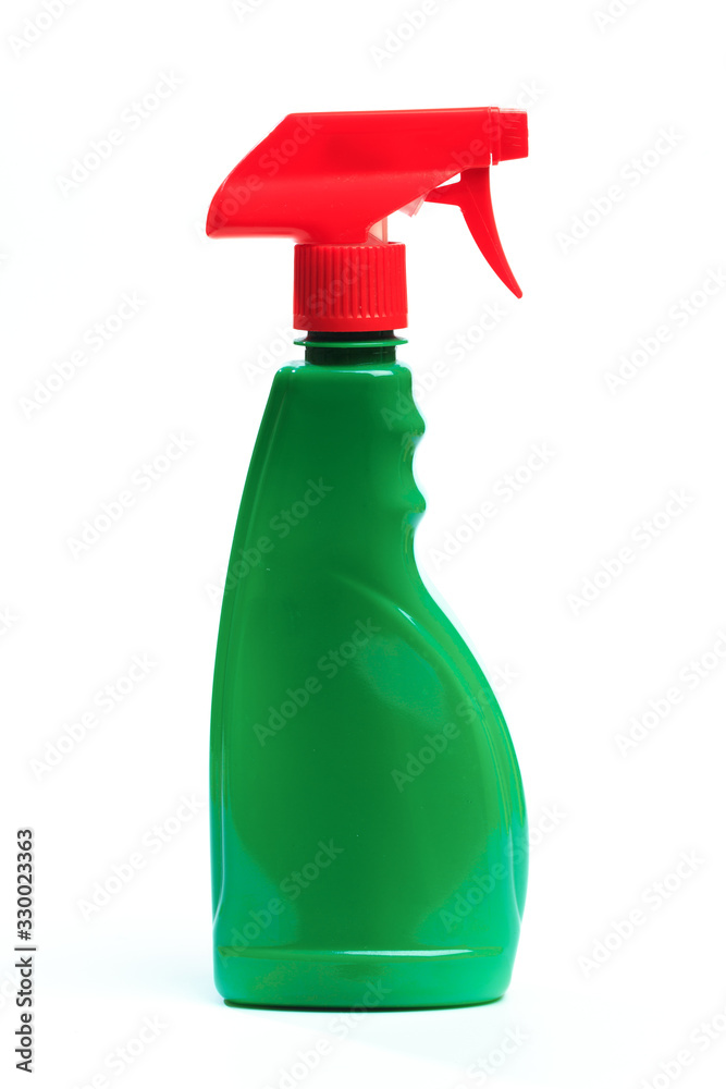 Plastic spray pistol cleaner bottle. Isolated on white background. - Image Plastic spray pistol cleaner bottle. Isolated on white background. - Image