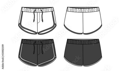 SHORT PANTS FLAT SKETCH TEMPLATE