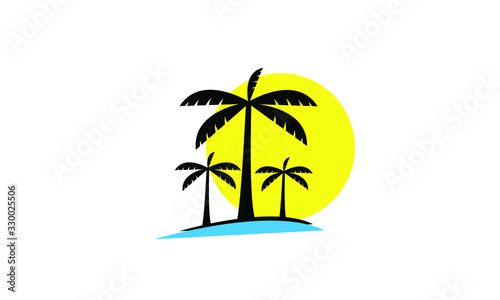 vector logo design of ocean sea water beach