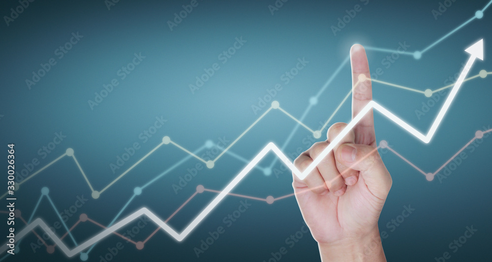 Hand touching graphs of financial indicator and accounting market economy analysis chart Hand touching graphs of financial indicator and accounting market economy analysis chart