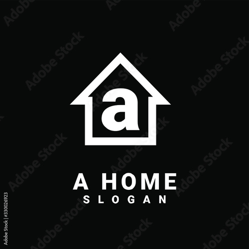 house with letter a logo initial design © alpha