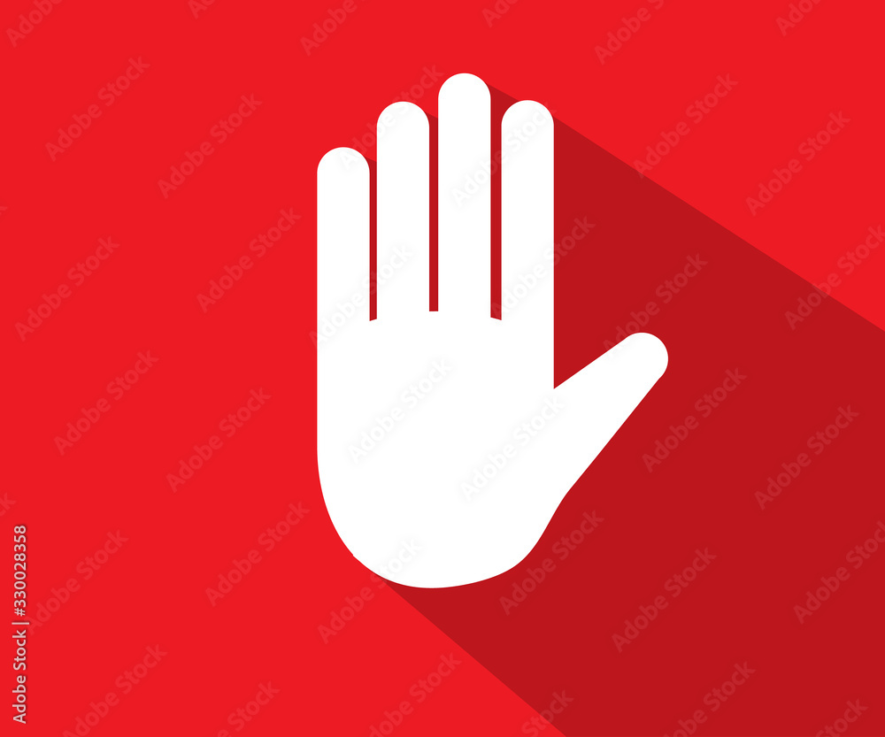 Obraz premium Stop hand octagonal sign for prohibited activities, logo Vector illustration