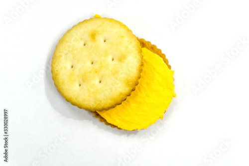 Sandwich cracker on white background