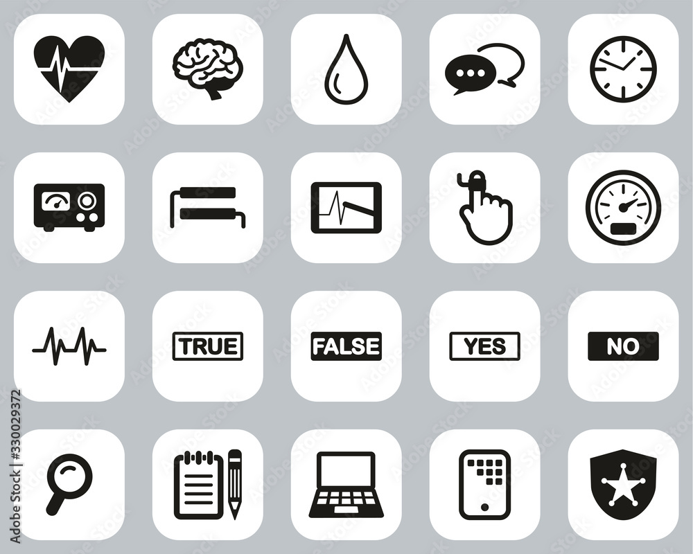 Lie Detector Test Or Polygraph Test Icons Black & White Flat Design Set Big Lie Detector Test Or Polygraph Test Icons Black & White Flat Design Set Big