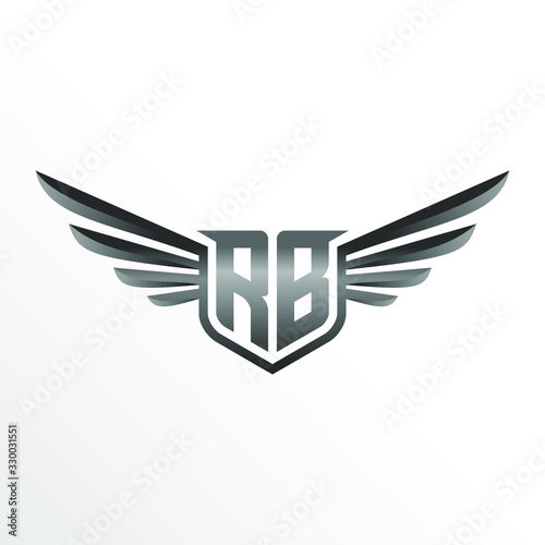 Initial Letter RB with Wings