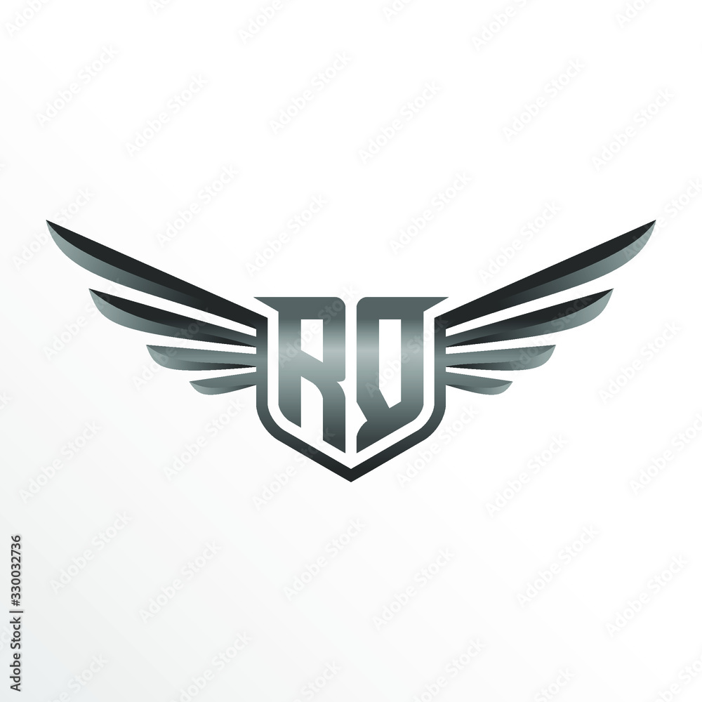 Obraz premium Initial Letter RQ with Wings
