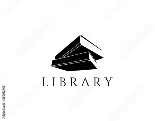 Simple Book Logo with Monochrome Concept. Design in Black Style Isolated on White Background. This Logo Ideal for Library, Bookstore, Publishing Company, Etc. Vector Illustration.