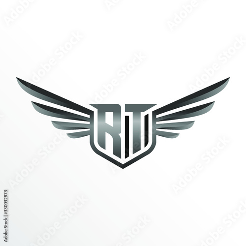 Initial Letter RT with Wings