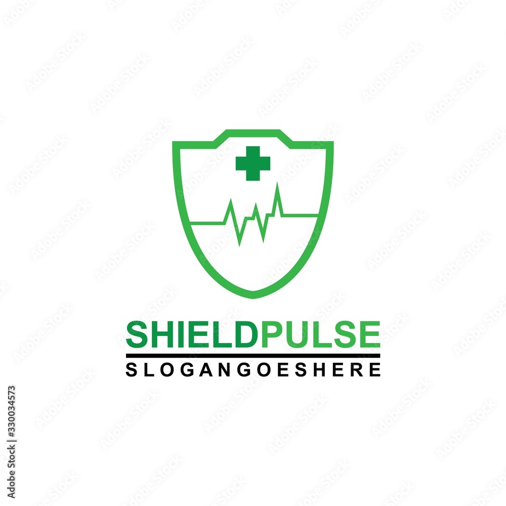 Pulse and Shield Logo Template Design Vector for Business Medical, Emblem, Design concept, Creative Symbol, Icon Pulse and Shield Logo Template Design Vector for Business Medical, Emblem, Design concept, Creative Symbol, Icon